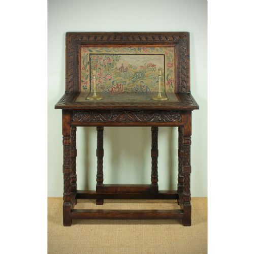 Tapestry Top Folding Credence Table C.1890.