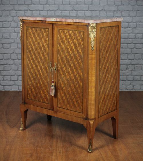 French Marble Top & Parquetry Cabinet C.1910.