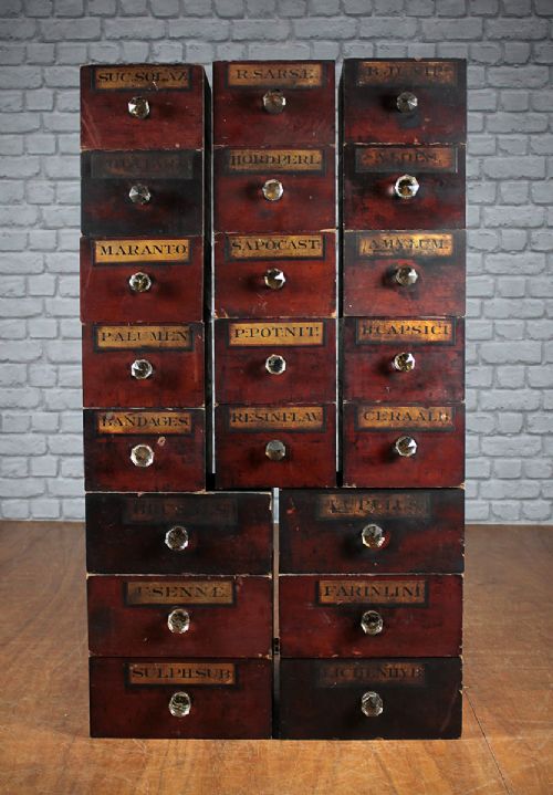 22 Victorian Apothecary Drawers C.1850.