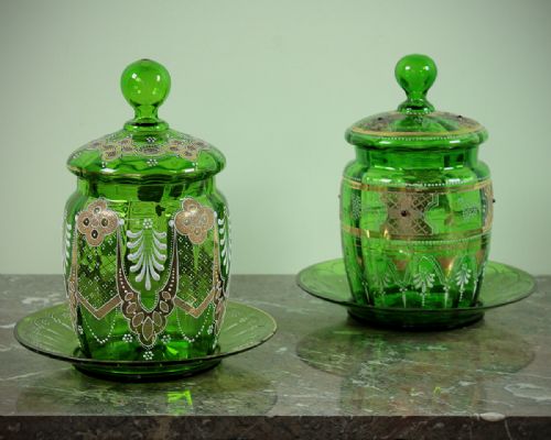 Pair 19th.c. Glass Biscuit Barrels C.1880.