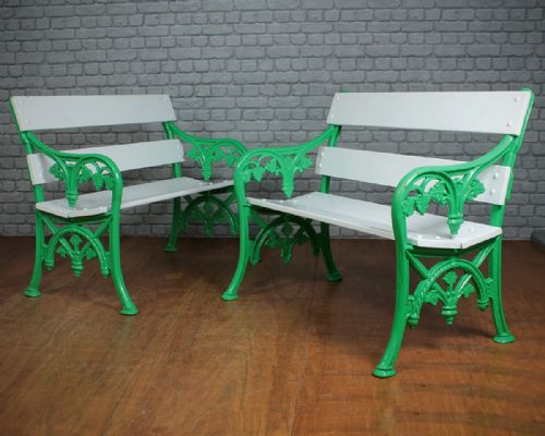 Pair 19th.c. Cast Iron Garden Benches C.1890.