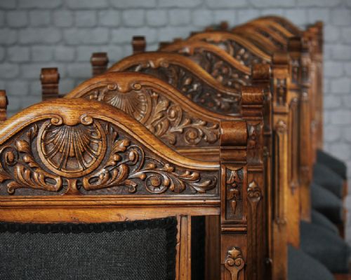 Set of 10 Oak Dining Chairs C.1880.