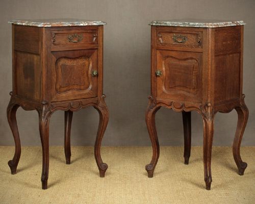 Pair French Marble Top Bedside Cabinets C.1920