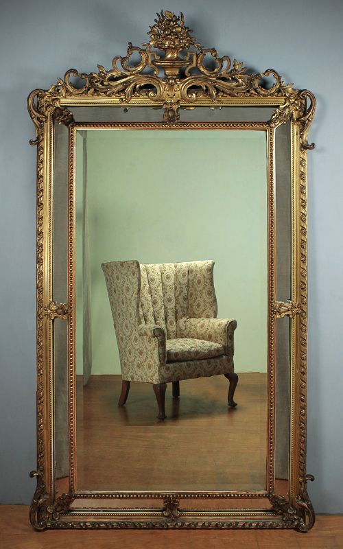 7' 3" French Gilt Cushion Mirror C.1890.