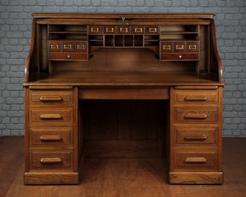 Edwardian Oak Roll Top Desk C.1905.