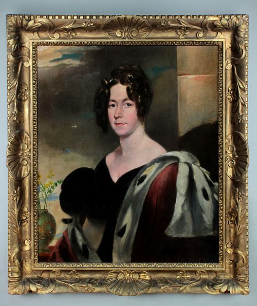 Oil on Canvas Portrait of a Lady in Ermine Robes C.1832.
