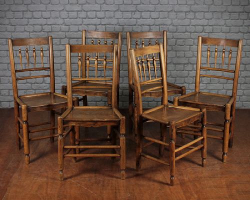 Set of 6 Arts & Crafts Clissett Type Ash & Elm Dining Chairs C.1880.