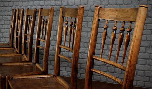 fig 1. Set of 6 Arts & Crafts Clissett Type Ash & Elm Dining Chairs c.1880.