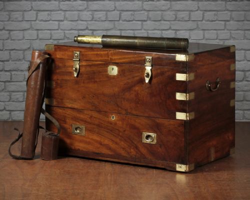 Large Brass Bound Camphorwood Campaign Chest C.1870.