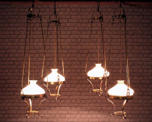 Four Hanging Welsh Chapel Lights C.1885.