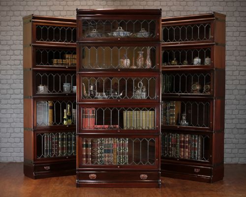 Set of Three Globe Wernicke Stacking Bookcases C.1910.