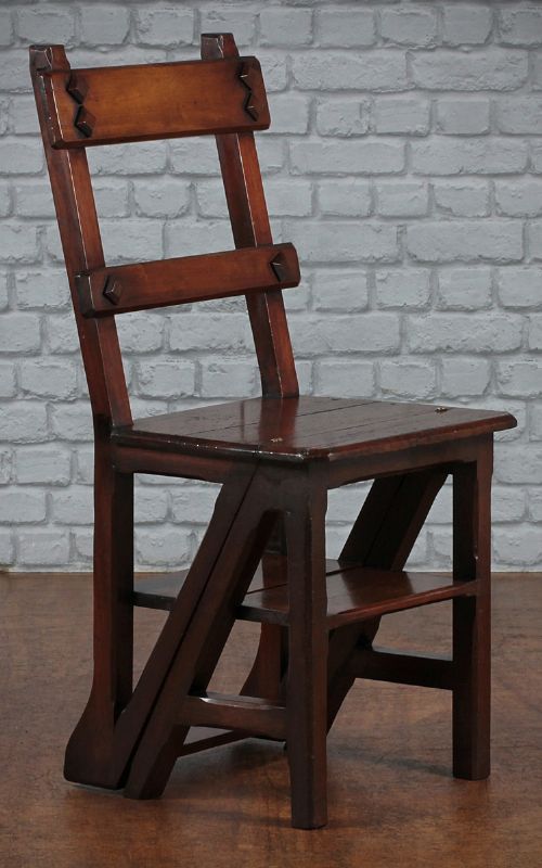 19th.c. Metamorphic Side Chair & Library Steps C.1880.