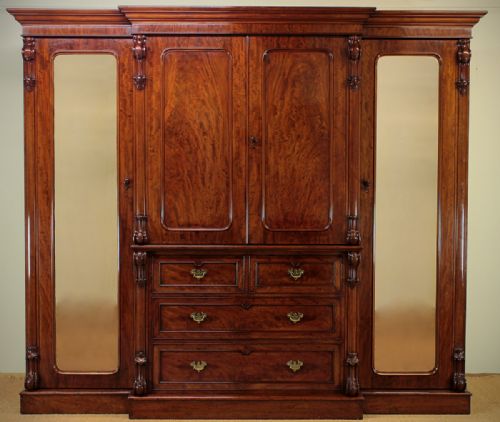 19th.c. Mahogany Four Door Wardrobe and Press C.1860.