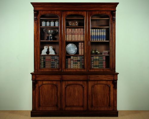 Mahogany Three Door Library Bookcase C.1850.