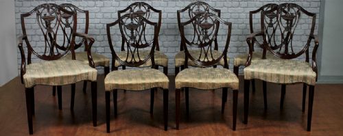 8 Sheraton Style Dining Chairs. C.1910.