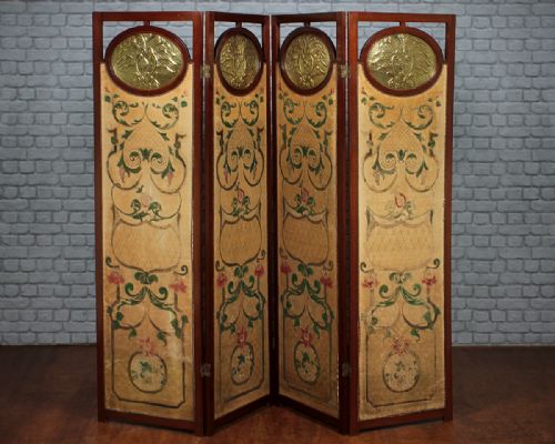 Art Nouveau Four Fold Dressing Screen C.1900.