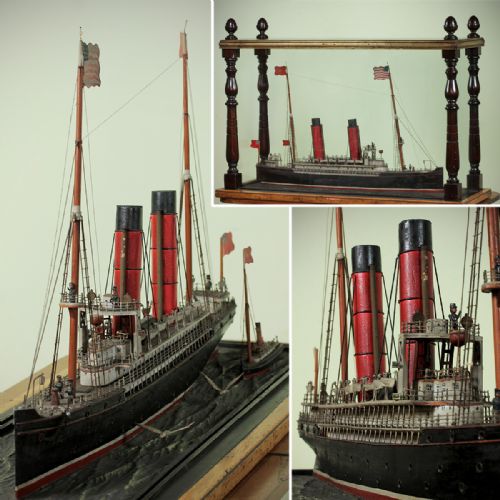 Cased Model of Cunard Liner Rms Lucania C.1900.