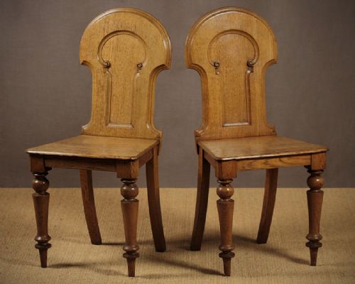 Pair of Oak Hall Chairs C.1860.