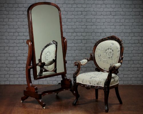 Mahogany Cheval Mirror C.1860.