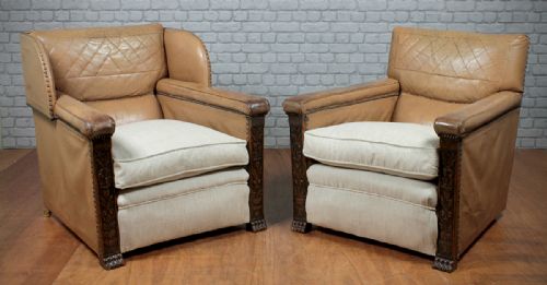 Pair of Leather Armchairs C.1920.