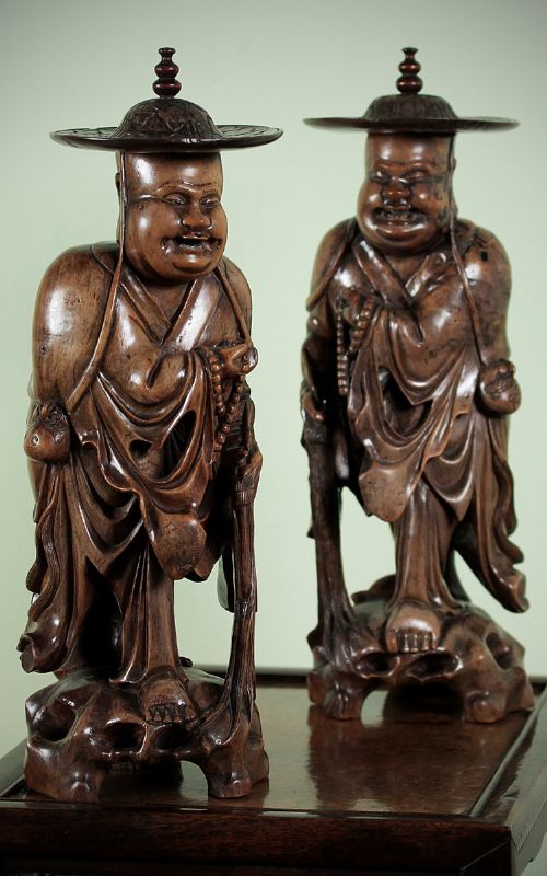 Pair Chinese Carved Figures C.1920.