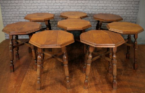 Eight Oak Pub Tables C.1930.