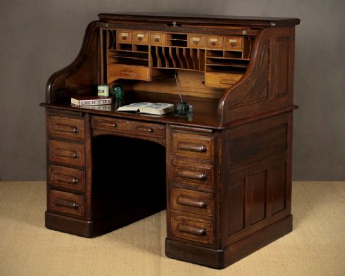 Edwardian Oak Roll Top Desk C.1910.