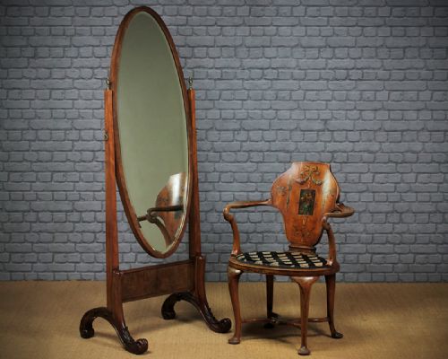 Walnut Cheval Mirror C.1895.