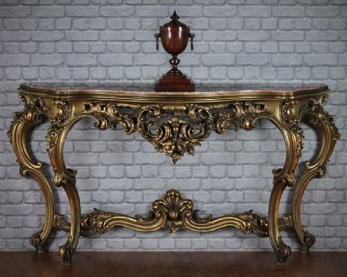 Italian Rococo Style Marble Top Console Table C.1930.