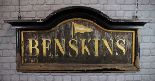 Distressed Benskins Brewery Pub Sign C.1930.