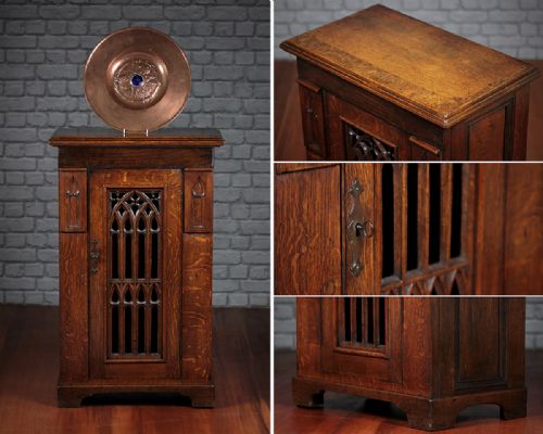 Small Gothic Oak Side Cabinet C.1900.