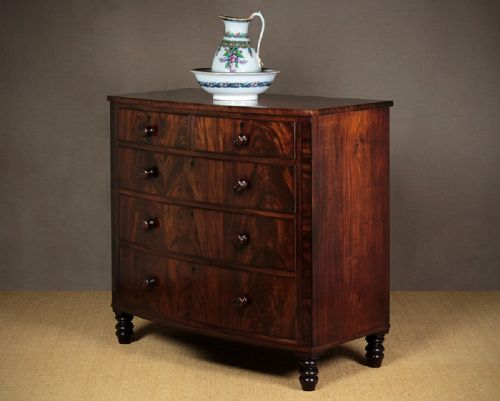 Bow Front Mahogany Chest of Drawers C.1860.