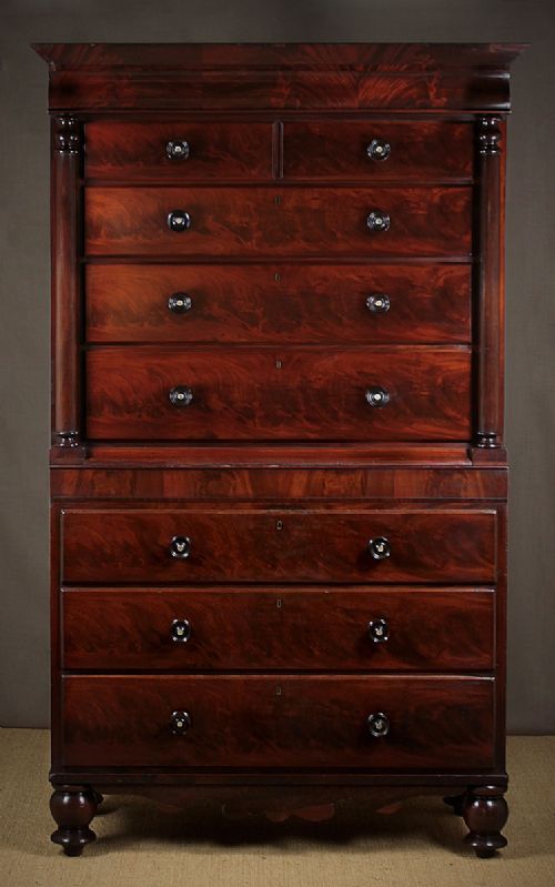 Mid 19th.c. Mahogany Chest on Chest C.1860.