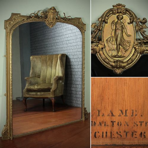 Large Overmantle Mirror by Lamb of Manchester C.1880.