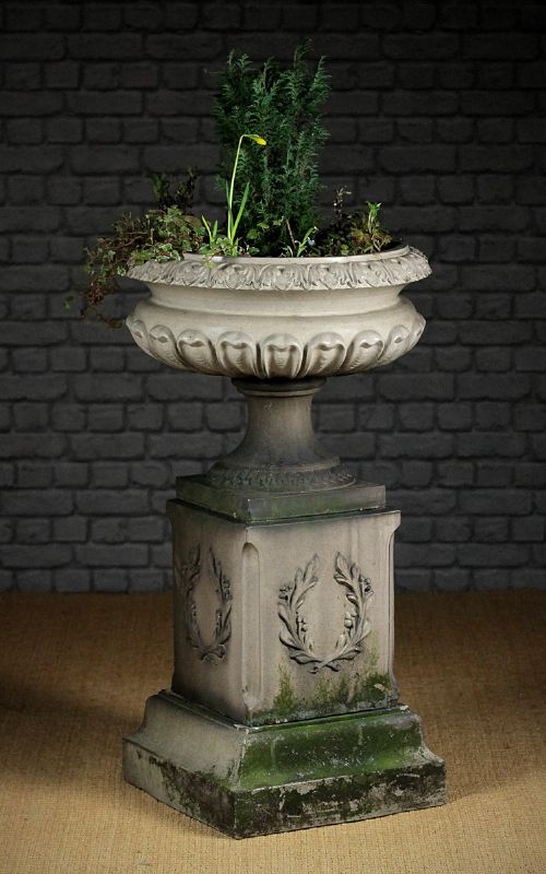 Stoneware Garden Urn on Stand C.1900.