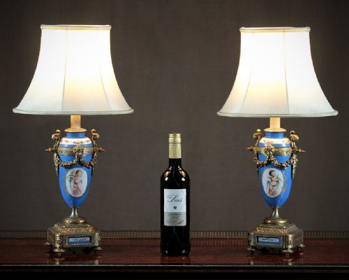 fig 1. Pair 19th.c. French Garniture Table Lamps c.1890.