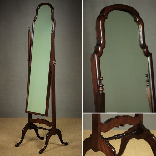 Queen Anne Style Dressing or Cheval Mirror C.1930.