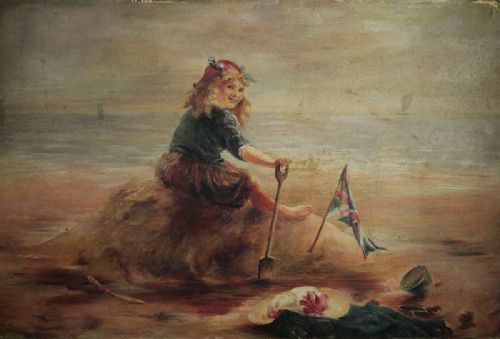 Girl on the Beach C.1913 Oil on Board.