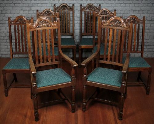 Set of 8 Oak Dining Chairs C.1905.