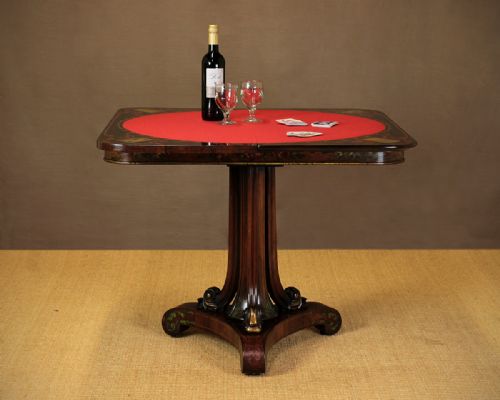 Exceptional Painted Rosewood Card Table C.1860.
