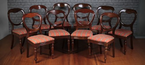 10 Balloon Back Dining Chairs C.1875.