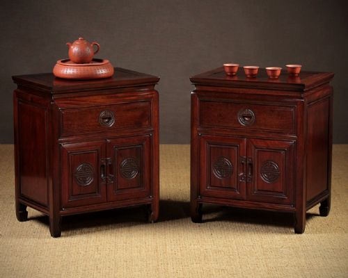 Pair Oriental Bedside Cabinets C.1930.