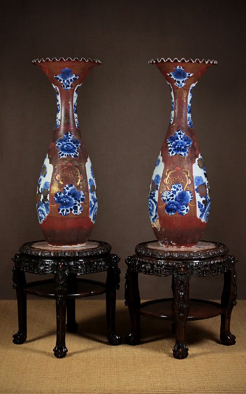 Pair Large 19th.c. Japanese Meiji Period Baluster Vases.