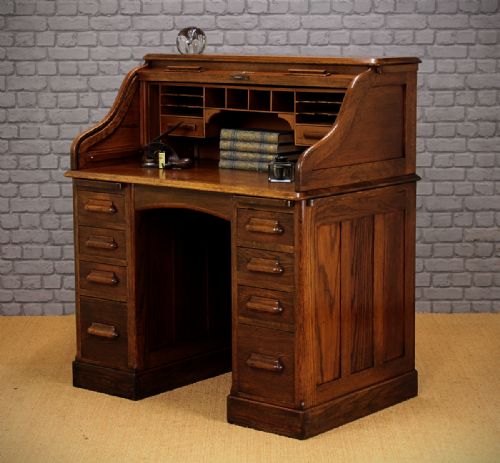 Small Oak Roll Top Desk C.1920.