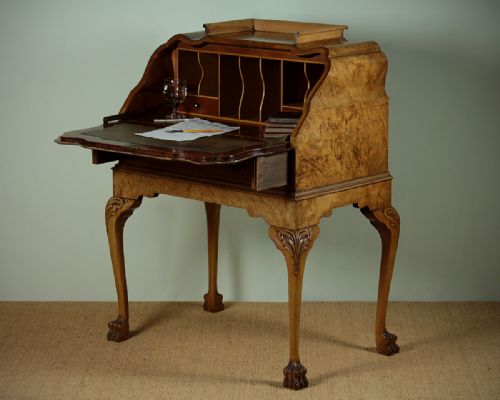Early 20th.c. Queen Anne Style Burr Walnut Bureau C.1930.
