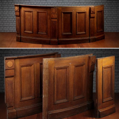 Edwardian Curved Oak Bar or Counter Front C.1910.