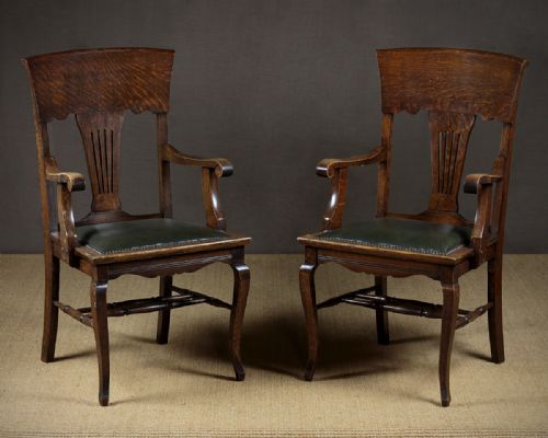 Pair of Edwardian Oak Armchairs C.1905.