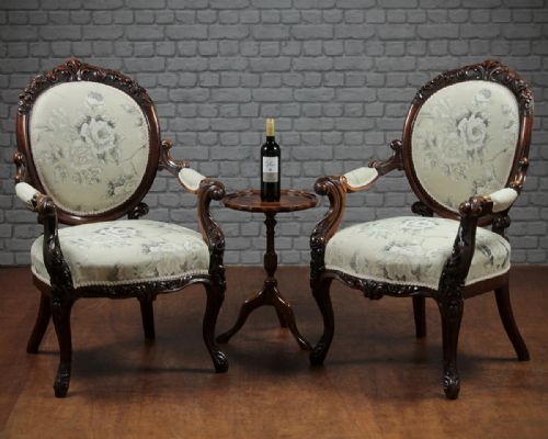 Pair Walnut Armchairs C.1860.