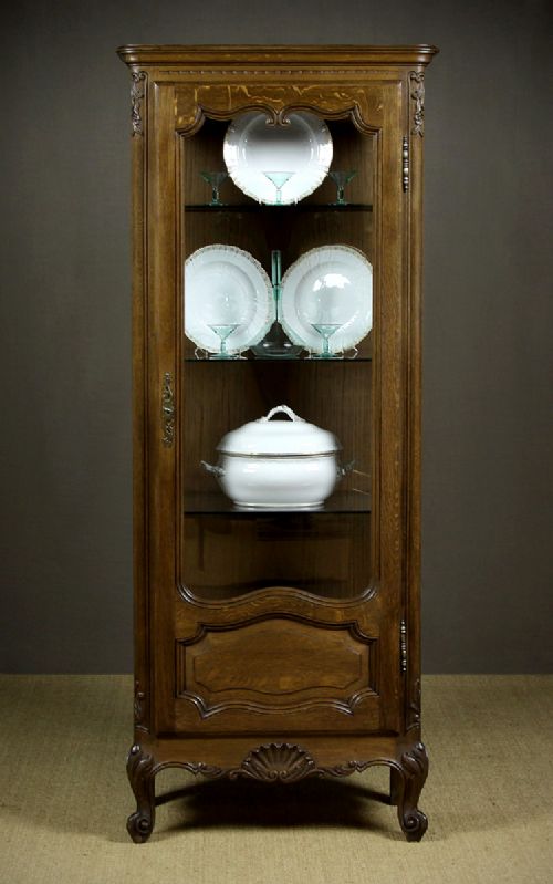 Narrow French Oak Vitrine C.1920.