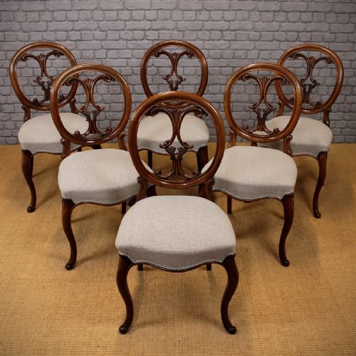 Set of 6 Walnut Dining Chairs C.1870.